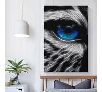POLIUAWS Peinture sur toile fractale représentant un œil d'animal, œuvre d'art abstraite, affiche, tableau mural, décoration de chambre, ensemble d'art mural, 60 x 90 cm