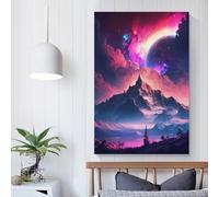 POLIUAWS Peinture sur toile représentant des pics célestes glacés, œuvre d'art abstraite, affiche, tableau mural, décoration de chambre, ensemble d'art mural, 40 x 60 cm