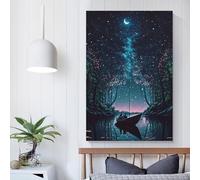 POLIUAWS Peinture sur toile représentant des rêves de la nature la nuit, décoration murale, affiche de mariage, décoration d'intérieur, 60 x 90 cm