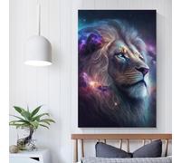 POLIUAWS Peinture sur toile représentant le Roi Lion, Cosmic Mufasa, décoration murale 3D pour adolescentes, femmes, salon, 50 x 75 cm