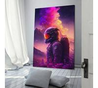 POLIUAWS Peinture sur toile représentant un astronaute coloré, décoration murale 3D pour adolescentes, femmes, salon, 60 x 90 cm