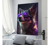 POLIUAWS Peinture sur toile représentant un chien, décoration murale 3D pour adolescentes, femmes, salon, 20 x 30 cm