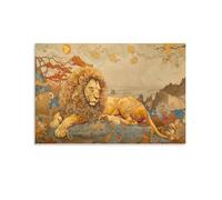 POLIUAWS Peinture sur toile représentant un lion, décoration murale 3D pour adolescentes, femmes, salon, 20 x 30 cm