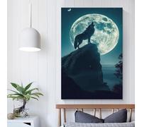 POLIUAWS Peinture sur toile représentant un loup hurlant, décoration murale 3D pour adolescentes, femmes, salon, 20 x 30 cm