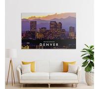 POLIUAWS Photos de Denver de nuit pour couloir, salon, chambre d'enfant, cadeau d'anniversaire, 20 x 30 cm (8 x 12 pouces)