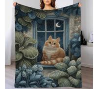 POLIUAWS Plaid en Flanelle à Motif de veilleur de Nuit 3D à Moustaches, Ultra Doux et Pelucheux, idéal pour Le lit et Le canapé, 100 x 130 cm (40 x 50 Pouces).