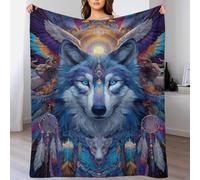 POLIUAWS Plaid en Flanelle Motif Loup enchanté 3D, Ultra Doux et Pelucheux, idéal pour l'automne/Hiver, pour canapé, lit ou Sofa, 180 x 200 cm (70 x 80 Pouces).