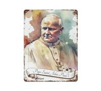 POLIUAWS Pope Saint John Paul II Plaques En Métal - Décoration Murale Pour La Maison, La Ferme, Le Café, Le Bureau, Le Magasin Et Le Jardin15.7 x11.8