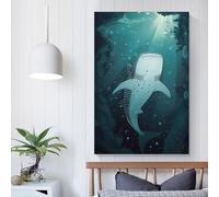 POLIUAWS Poster artistique sous-marin représentant un requin-baleine - Décoration murale élégante pour salon, bar ou chambre - Anniversaire de couple - 60 x 90 cm (24 x 36 pouces)