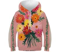 POLIUAWS Pull-Over Enfant Amusant 3D, imprimé Floral coloré, Manches Longues, avec Poche, pour garçons et Filles (8-10 Ans).