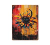 POLIUAWS Radiant Bloom Contemporary Expressionist Sunflower Artwork Décoration Murale En Fer Forgé, Panneau Décoratif Pour Bureau, Salon Ou Bar15.7"x11.8"