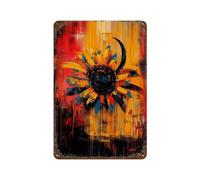 POLIUAWS Radiant Bloom Contemporary Expressionist Sunflower Artwork Plaque En Métal Vintage, Affiche Rétro Pour Pub, Club, Café, Bar, Décoration Murale Pour La Maison, Style Rétro11.8"x7.9"