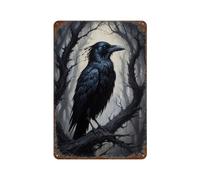 POLIUAWS Raven Perch Décoration Murale Rétro En Métal : Plaques En Tôle Pour Cafés, Pubs, Clubs, Salons, Bars, Cuisines, Balcons11.8 x7.9
