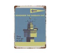 POLIUAWS REMEMBER THE SABBATH SEA Plaque Murale En Métal Style Vintage, Décoration Murale Pour Salon, Chambre, Salle De Jeux, Bureau Ou Garage15.7 x11.8