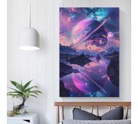 POLIUAWS Rêves de Saturne Art mural Toile Salon Chambre Décoration murale Peinture Salon Cuisine Cadeaux d'anniversaire Femmes 08x12 pouces (20x30 cm)