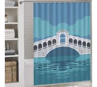 POLIUAWS Rialto Bridge in Venice Over Canal Rideau De Douche en Polyester Doux pour Hôtel, Salle De Bain Ou Dortoir 64.17x70.87Inch（163x180cm）