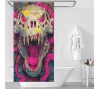 POLIUAWS Roar of The Forgotten Beast - Expressionist Fury Skull Tissu Polyester Imperméable Moderne, Déperlant pour Baignoire Et Cabine De Douche 35.43x70.87Inch（90x180cm）