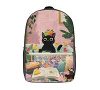 POLIUAWS Sac à dos 3D imprimé fantaisiste avec un chat prenant son bain - Idéal pour l'école, les livres et les voyages - Grande capacité - 43 cm (17 pouces)