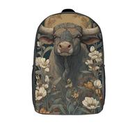 POLIUAWS Sac à dos Bull in Bloom imprimé en 3D pour enfants, sac d'école garçon, sac tendance, sac de voyage, sac scolaire pour garçons, élèves du primaire et du collège, 43 cm (17 pouces)