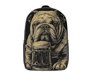 POLIUAWS Sac à dos Bulldog Beer Moment-1 imprimé en 3D pour enfants, sac d'école garçon, sac tendance, sac de voyage, sac scolaire pour garçons, élèves du primaire et du collège, 43 cm (17 pouces)