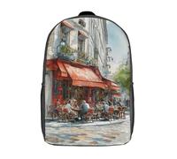 POLIUAWS Sac à dos Café Life on A Paris Street pour enfants, sac d'école imprimé en 3D pour garçons, élèves du primaire et du collège, 43 cm (17 pouces).