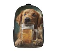 POLIUAWS Sac à dos enfant 3D Beer Buddy Canine's Chill Moment, imperméable, style écolier, mignon et tendance, 17 pouces (43 cm).