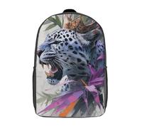 POLIUAWS Sac à dos enfant 3D Royal Roar Leopard's Majesty, imperméable, pour l'école, avec motif léopard, style décontracté et tendance, 43 cm (17 pouces).