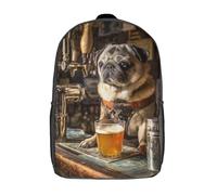 POLIUAWS Sac à dos enfant Carlin au bar, sac d'école imprimé en 3D, sac tendance, sac de voyage, sac scolaire pour l'école ou les voyages, 43 cm (17 pouces)