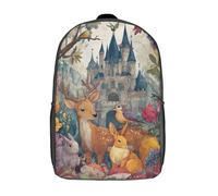 POLIUAWS Sac à dos enfant Forêt enchantée, sac à dos fantaisie imprimé en 3D, sac d'école tendance, sac de voyage, idéal pour l'école ou les voyages, 43 cm (17 pouces)