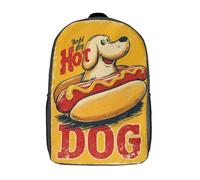 POLIUAWS Sac à dos enfant Hot Dog Delight, sac d'école imprimé en 3D, cartable pour enfants, sac de voyage, sac à dos garçon/fille, sac d'école enfant 17 pouces