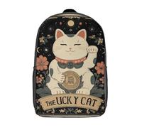 POLIUAWS Sac à dos enfant imprimé en 3D avec porte-bonheur chat, sac d'école grande capacité, idéal pour les voyages et les livres, pour garçons, élèves du primaire et du collège (17 pouces).