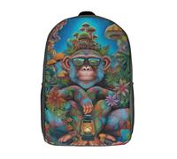POLIUAWS Sac à dos enfant imprimé en 3D, motif lanterne chimpanzé, lumineux, léger, pour les voyages et l'école (43 cm). Sac à dos tendance pour enfants et écoliers.