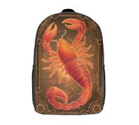 POLIUAWS Sac à dos enfant imprimé en 3D, motif scorpion doré mystique, idéal pour l'école, les voyages et les livres. Grande capacité, 43 cm (17 pouces).