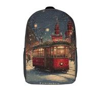 POLIUAWS Sac à dos enfant imprimé en 3D, motif tramway enneigé à Moscou, cartable scolaire, sac à dos tendance, décontracté et léger pour l'école, le collège et les voyages, 43 cm (17 pouces)