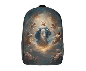 POLIUAWS Sac à dos enfant imprimé en 3D représentant l'Ascension céleste avec des anges - Cartable scolaire léger et tendance pour l'école, le collège et les voyages (17 pouces)