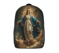 POLIUAWS Sac à dos enfant imprimé en 3D représentant une figure divine rayonnante dans un nuage céleste. Sac d'école/sacoche léger et tendance pour l'école, le collège et les voyages (17 pouces).