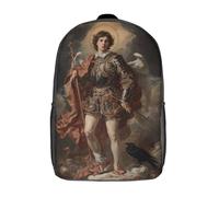 POLIUAWS Sac à dos enfant imprimé en 3D, Saint Michel en armure avec épée et croix, idéal pour l'école, les voyages et les livres. Grande capacité, 43 cm (17 pouces).