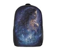 POLIUAWS Sac à dos enfant imprimé en 3D, thème Royaume Enchanté, léger et tendance, 43 cm (17 pouces).