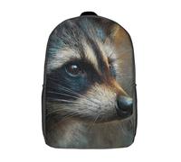 POLIUAWS Sac à dos enfant « Regard de raton laveur », imprimé en 3D, sac d'école tendance, sac de voyage, idéal pour l'école ou les voyages, 43 cm (17 pouces).