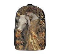 POLIUAWS Sac à dos Golden Embrace Taurus's Grace, sac d'école imprimé en 3D, sac à dos pour ordinateur portable 17 pouces pour enfants, étudiants et adultes.