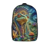 POLIUAWS Sac à dos Grenouille de la Sagesse Mystique pour enfants, sac d'école imprimé en 3D, sac tendance et décontracté pour garçons, élèves du primaire et du collège, 43 cm (17 pouces).
