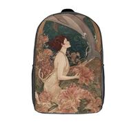 POLIUAWS Sac à dos imprimé en 3D avec dauphin et motifs floraux élégants. Léger, il convient aux garçons et aux filles et est parfait pour les élèves du collège (17 pouces).