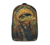 POLIUAWS Sac à dos imprimé en 3D avec motif de grenouille steampunk. Léger, il convient aux garçons et aux filles de 43 cm (17 pouces) et est parfait pour les collégiens et collégiens.