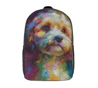 POLIUAWS Sac à dos imprimé en 3D avec un portrait de chien éclatant - Sac d'école pour enfants - Sac à livres - Sac de voyage léger - 43 cm (17 pouces) - Idéal pour les collégiens et collégiens