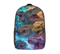 POLIUAWS Sac à dos imprimé en 3D Dino Clash Electric Titans pour enfant, imperméable, tendance et décontracté, 43 cm (17 pouces), idéal pour les filles et les garçons.
