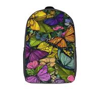 POLIUAWS Sac à dos imprimé en 3D « Jardin de papillons éclatants » - sac à dos décontracté pour les activités de plein air, pour les garçons du primaire et du collège, 43 cm (17 pouces).