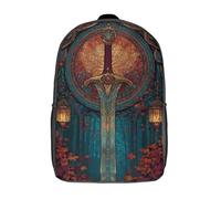 POLIUAWS Sac à dos imprimé en 3D « Lame enchantée dans une forêt d'automne » pour enfant, imperméable et tendance, 43 cm (17 pouces).