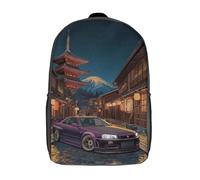 POLIUAWS Sac à dos imprimé en 3D, motif ruelle japonaise nocturne, pour enfant, mignon et imperméable, style décontracté, pour fille et garçon, 43 cm (17 pouces).