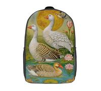 POLIUAWS Sac à dos imprimé en 3D « Oies au clair de lune » pour enfants. Léger, il convient aux garçons et aux filles et est parfait pour les élèves du collège (17 pouces).