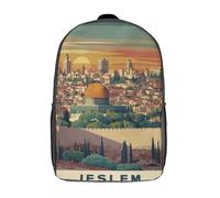 POLIUAWS Sac à dos imprimé en 3D pour enfants, motif coucher de soleil à Jérusalem, idéal pour les voyages et les livres. Sac à dos léger de 43 cm (17 pouces) pour garçons et filles.